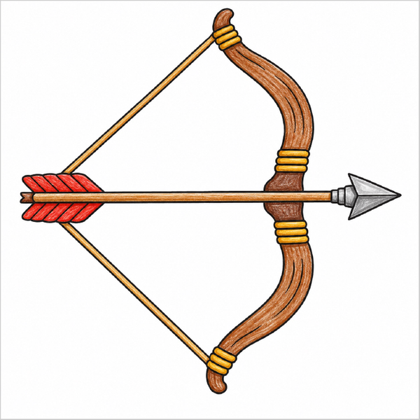 Easy bow and arrow drawing for children