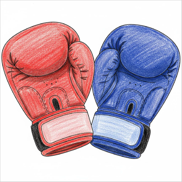 Cute and simple boxing gloves drawing.