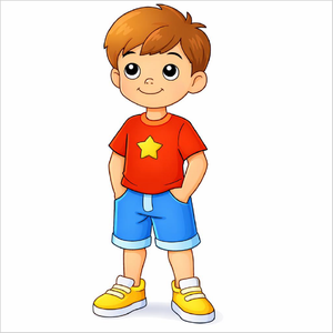 How to draw a boy standing step by step for kids, easy simple human figure drawing tutorial, beginner character sketch guide
