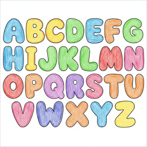 Easy bubble text drawing featuring fun cartoon letter shapes.