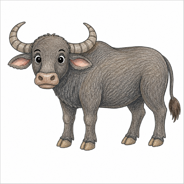 How to Draw a Buffalo – Easy Step-by-Step Animal Drawing for Kids