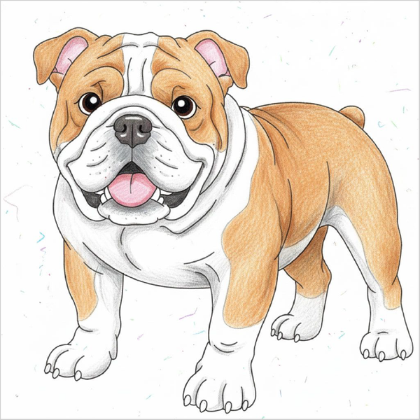 How to draw a bulldog easily for kids using basic shapes and structured drawing steps.