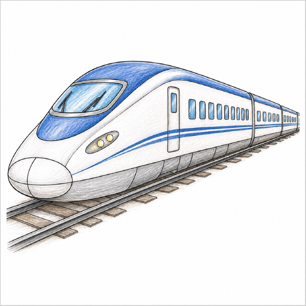 How to Draw a Bullet Train – Step-by-Step Train Drawing for Kids
