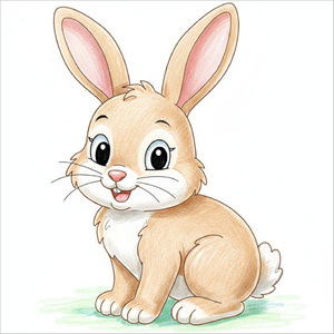 Easy bunny sketch perfect for kids colouring pages.