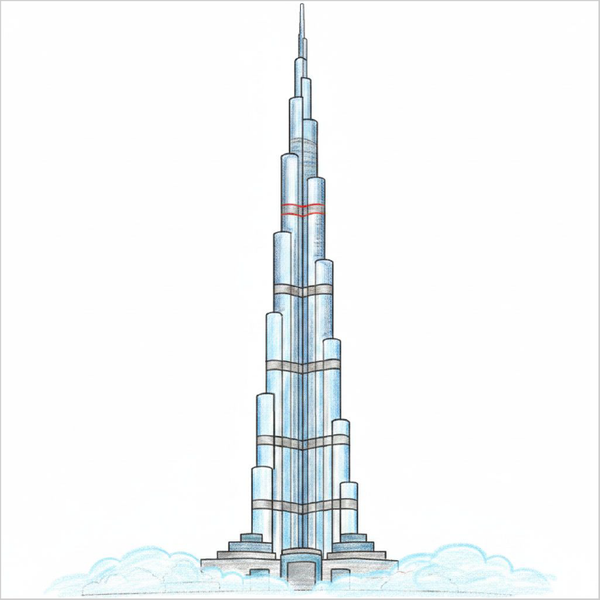 How to Draw the Burj Khalifa – Step-by-Step Landmark Drawing for Kids