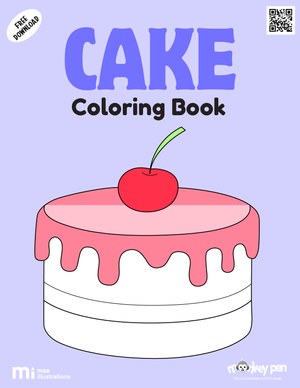 Cake coloring book for children with layered cakes, candles, and sprinkles, a playful dessert-themed PDF activity.
