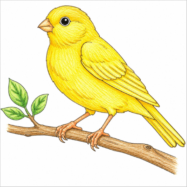 Clear canary drawing progression with neat line art.