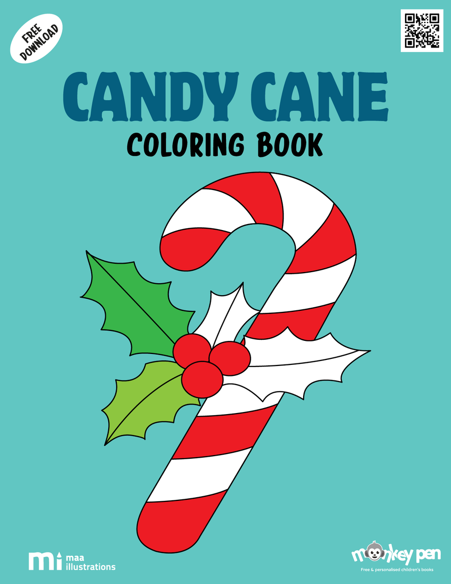 Candy Cane Coloring Book – Printable PDF for Kids to Color