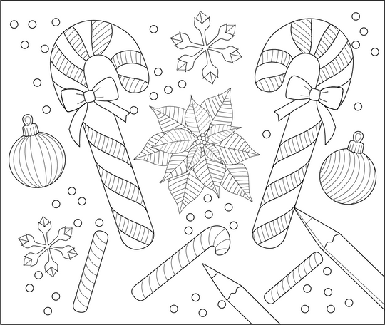 Candy Cane Coloring Book – Printable PDF for Kids to Color