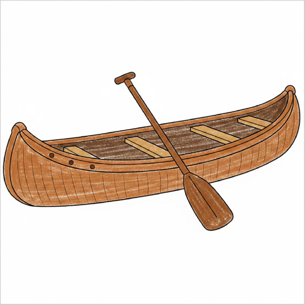 How to Draw a Canoe – Step-by-Step Boat Drawing for Kids