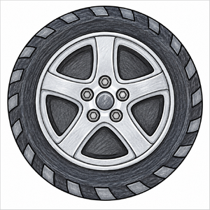 Simple car wheel illustration for kids