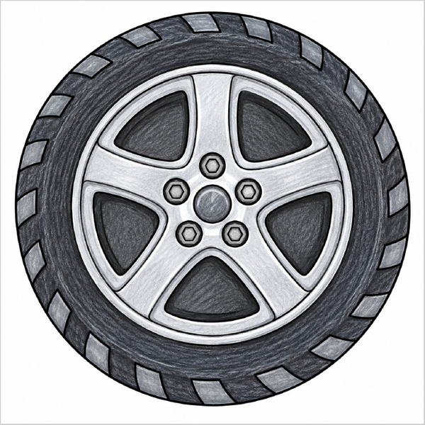 Simple car wheel illustration for kids