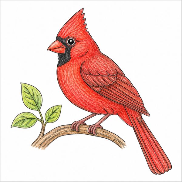 Cute Cardinal Bird line art for kids