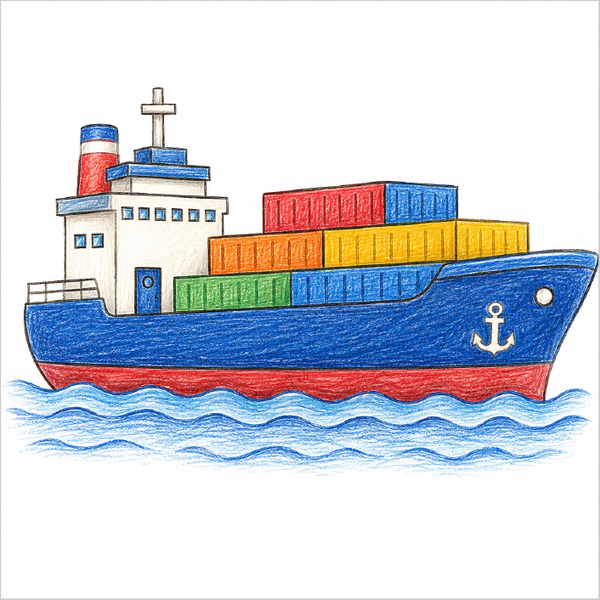 How to Draw a Cargo Ship – Simple Step-by-Step Ship Drawing for Kids