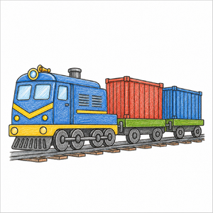 Easy cargo train sketch for children