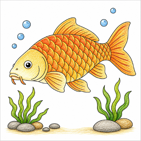 Cute Carp Fish illustration for children