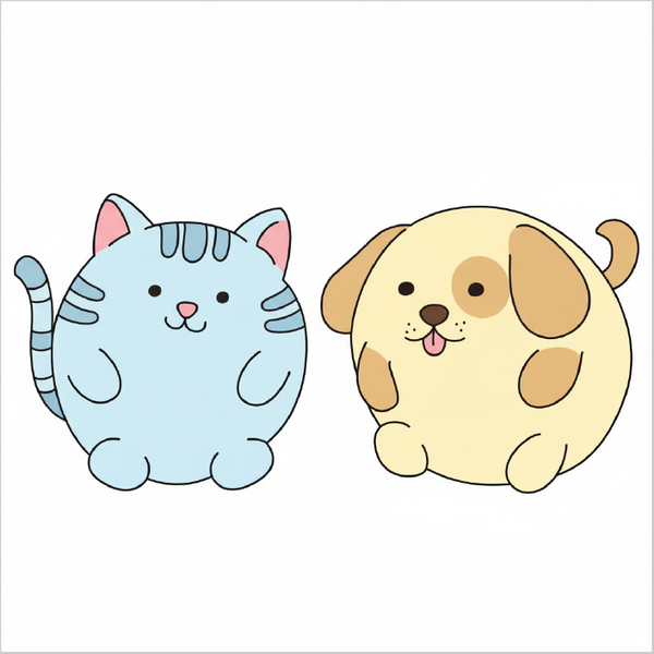 How to draw a cat and dog together step by step for kids, easy cute pet drawing tutorial, simple animal sketch for beginners