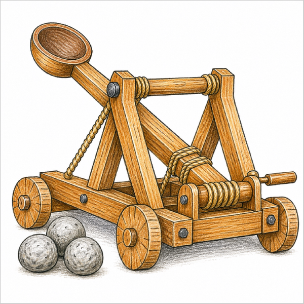 How to Draw a Catapult – Easy Step-by-Step Medieval Drawing for Kids