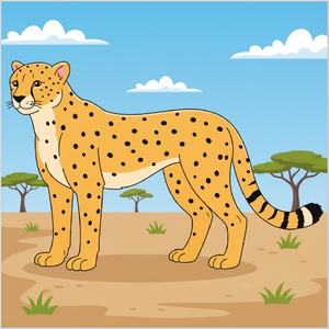 How to draw a cheetah for kids step by step, easy cheetah drawing tutorial for beginners with simple animal sketch