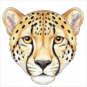Easy cheetah face sketch perfect for kids colouring pages.