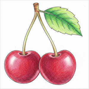 Young artist guide showing how to draw the cherries image easily.