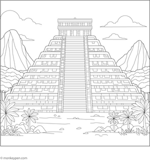 Chichen Itza Coloring Page – fun and educational printable for children