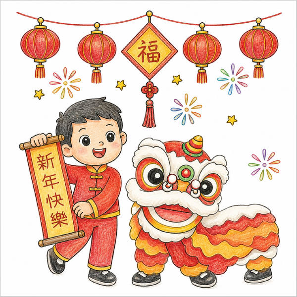 Simple Chinese New Year drawing for kids