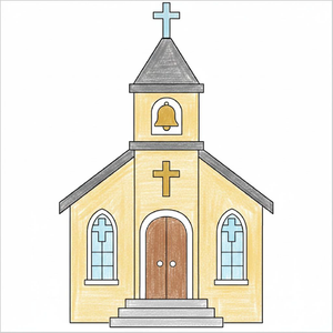 Simple church illustration for children.