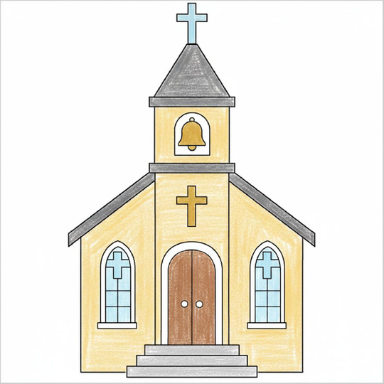 How to Draw a Church – Easy Step-by-Step Building Drawing for Kids