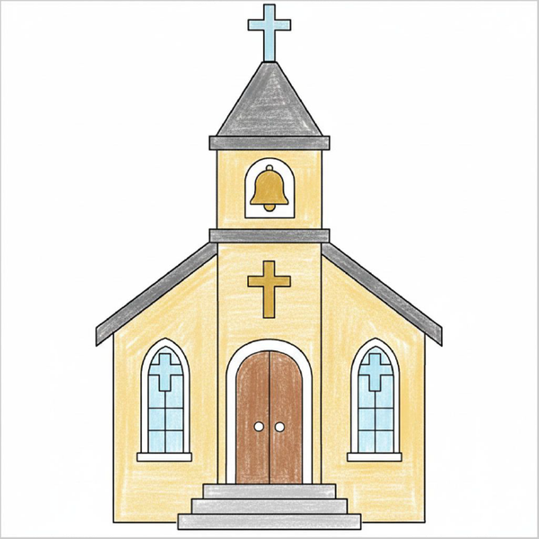 Simple church illustration for children.