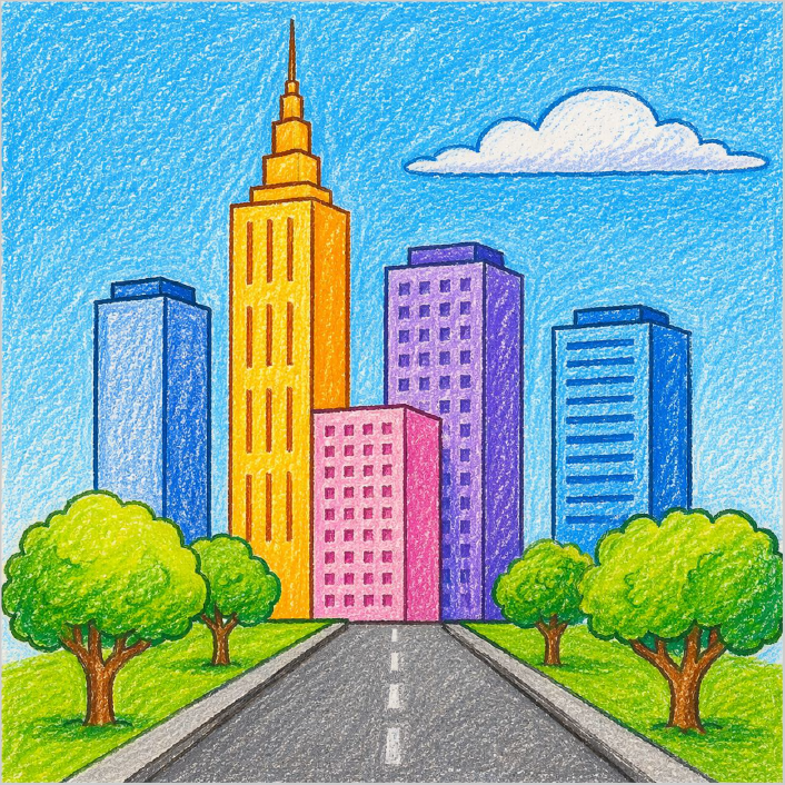 Cities Draw How to Draw a City Skyline – Simple Urban Scene Drawing for Kids