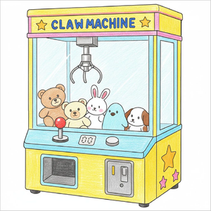 Kids can learn to draw an arcade claw machine step by step.