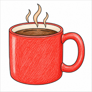 Easy coffee mug drawing for children