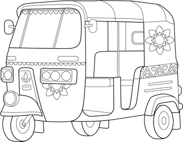Colorful Auto Rickshaw Coloring Page