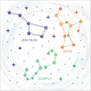 Step-by-step constellation drawing tutorial for kids showing how to draw a constellation with simple stars and easy lines.
