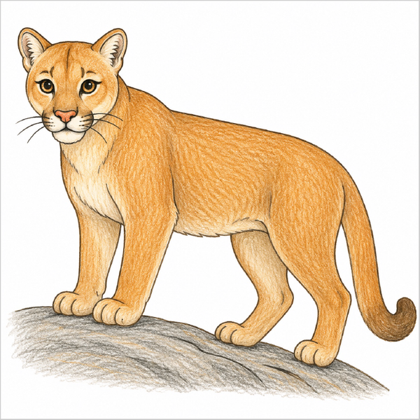 Easy cougar animal drawing for children