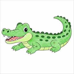 Printable crocodile drawing sheet for creative learning activities.