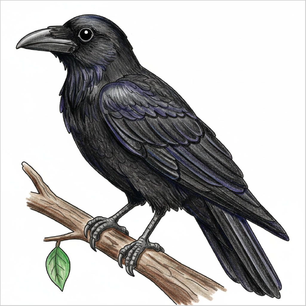 Learn how to draw a crow with easy step-by-step bird drawing lessons for beginners and kids.