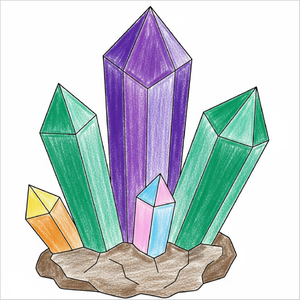 Learn how to draw crystals with easy step-by-step gem drawing lessons for beginners and kids.