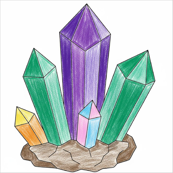 How to Draw Crystals – Step-by-Step Gem Drawing for Kids