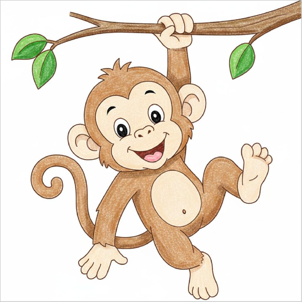 How to Draw a Cute Monkey – Simple Step-by-Step Animal Drawing for Kids