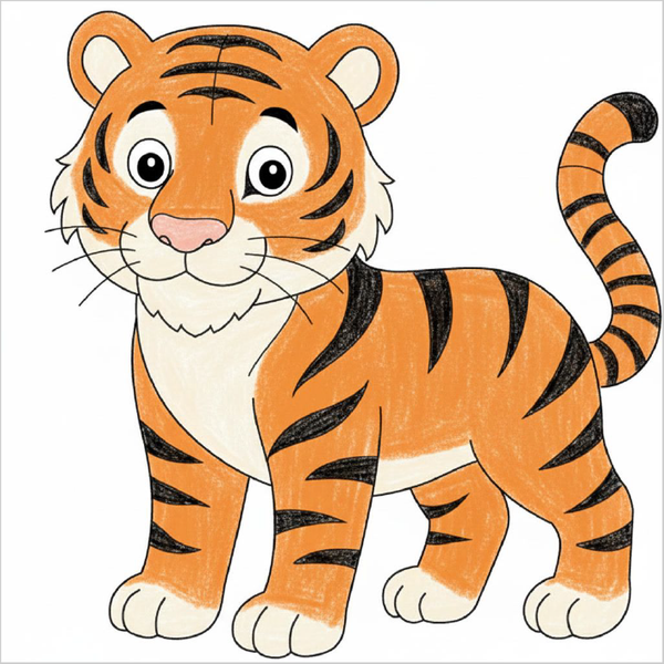 How to Draw a Cute Tiger – Easy Step-by-Step Animal Drawing for Kids
