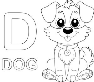 D for Dog coloring page – fun and educational printable for children