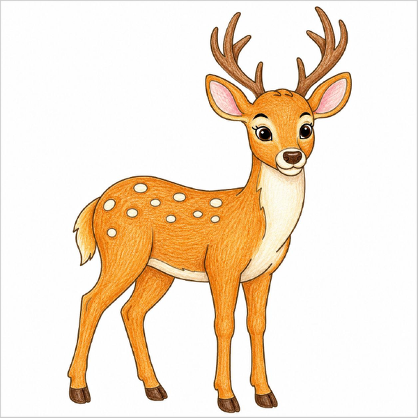 Deer drawing showing soft fur and elegant antlers.
