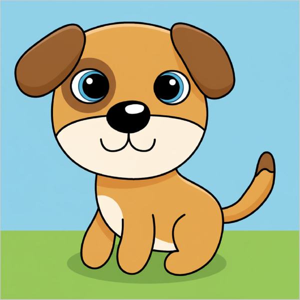How to draw a dog step by step for kids, easy cute dog drawing tutorial, simple animal sketch for beginners