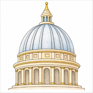 Fun step-by-step dome drawing project for kids interested in buildings, landmarks, and architecture.