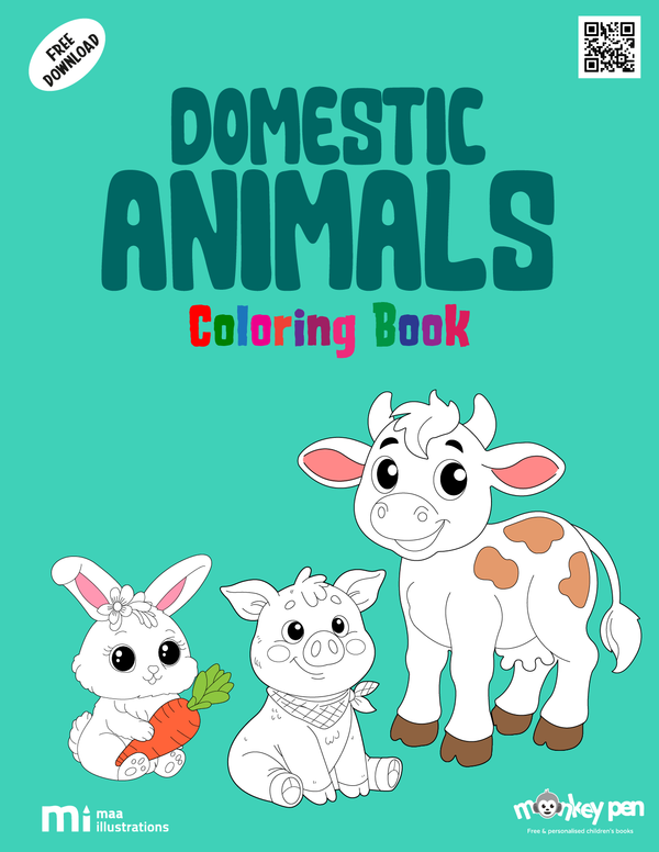 Printable Domestic Animals Coloring Book