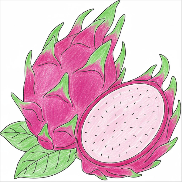 How to Draw a Dragon Fruit – Easy Step-by-Step Fruit Drawing for Kids
