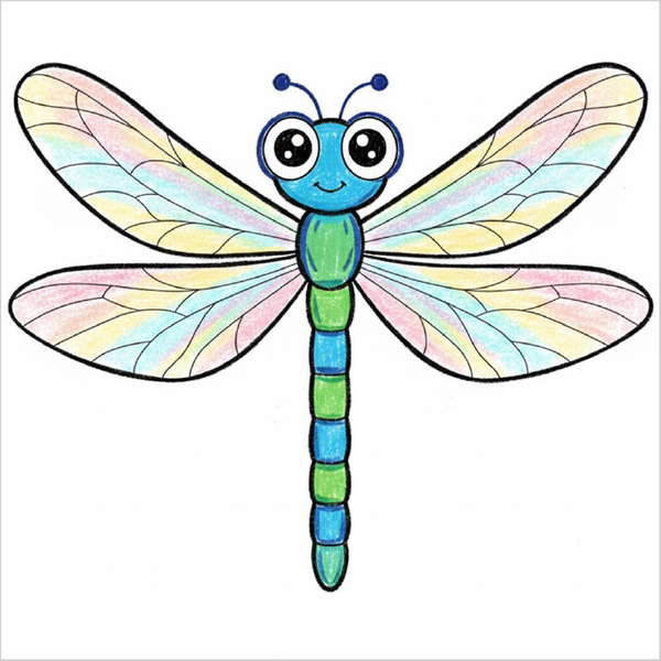 How to Draw a Dragonfly – Easy Step-by-Step Insect Drawing for Kids