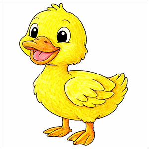 How to draw a duckling step by step, cute baby duck drawing tutorial for kids and beginners with simple animal sketch